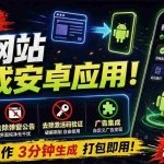 （20305期）目前最好用，一键将网站生成安卓应用！支持去除广告、弹窗公告、激活码验证、广告集成等 web-to-app