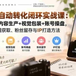 （20327期）视频号自动转化闭环实战课：人设定位+内容生产+视觉包装+账号操盘，系统掌握流量获取、粉丝留存与IP打造方法