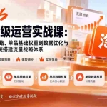 （20409期）2026淘宝高级运营实战课：从店铺权重脉络、单品基础权重到数据优化与起爆权重，系统搭建流量战略体系