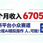 （20443期）2个月收入6705元，最新平台小众赛道，全程Ai操作人人可做！