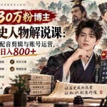 （20441期）抖音30万粉博主古代历史人物解说课：从选题文案到配音剪辑与账号运营，历史赛道变现日入800+