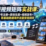（20470期）海外短视频矩阵实战课：环境配置+账号注册+原创生图+视频发布+中视频开通，零基础跑通海外流量变现闭环