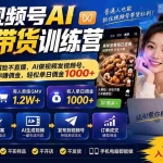 （20537期）2026视频号AI爆品带货训练营-9月开课｜不露脸不直播，AI做视频发视频号，有人下单，你赚佣金，轻松单日佣金1000+