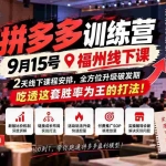 （20582期）拼多多训练营9月15号福州线下课，2天线下课程安排，全方位升级破发期，吃透这套胜率为王的打法!