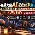 （20648期）外面卖699的抖音某大佬AI深夜故事解说赛道：零成本豆包出视频，解说3-5分钟视频一个多小时，月入1W+附智能体+提示词