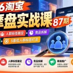 （20830期）2026淘宝达摩盘实战课87期：数据分析+人群标签圈定+竞品拆解+精准推广+5套拉人群标签打法