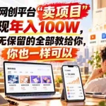 （20790期）通过网创平台“卖项目”实现年入百万，毫无保留的全部教给你！