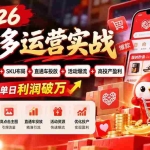 （20778期）2026拼多多运营实战-更新1002：选品定位+标题主图+SKU布局+直通车投放+活动爆流+高投产盈利 店铺单日利润破万