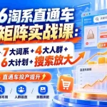 （20761期）2026淘系直通车低价矩阵实战课：3大权重+7大词系+4大人群+测图测款+6大计划+搜索放大