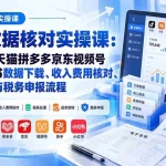 （20723期）电商数据核账实操课：抖音淘宝天猫拼多多京东视频号快手小红书数据下载、收入费用核对、账务处理与税务申报流程